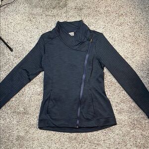 Athleta Navy Blue Jacquard Intention‎ Asymmetrical Jacket 2.0 Size Small